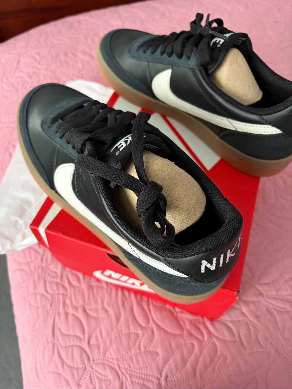 Nike Black Sneakers with White Swoosh and Gum Sole - Picture 3 of 4